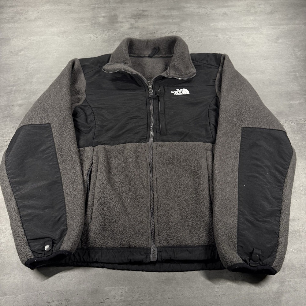 The North Face Jacket Girls M Gray Fleece Outdoors Hiking Denali Camping Youth